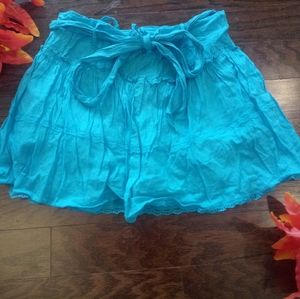 Aqua Blue Wet Seal Mini Skirt with Fabric Belt